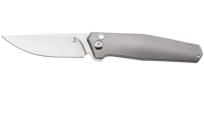 Afbeelding voor Ansø of Denmark Toko TOKO-GR-ST, Stonewashed RWL34, Grey Titanium zakmes, Jens Ansø design