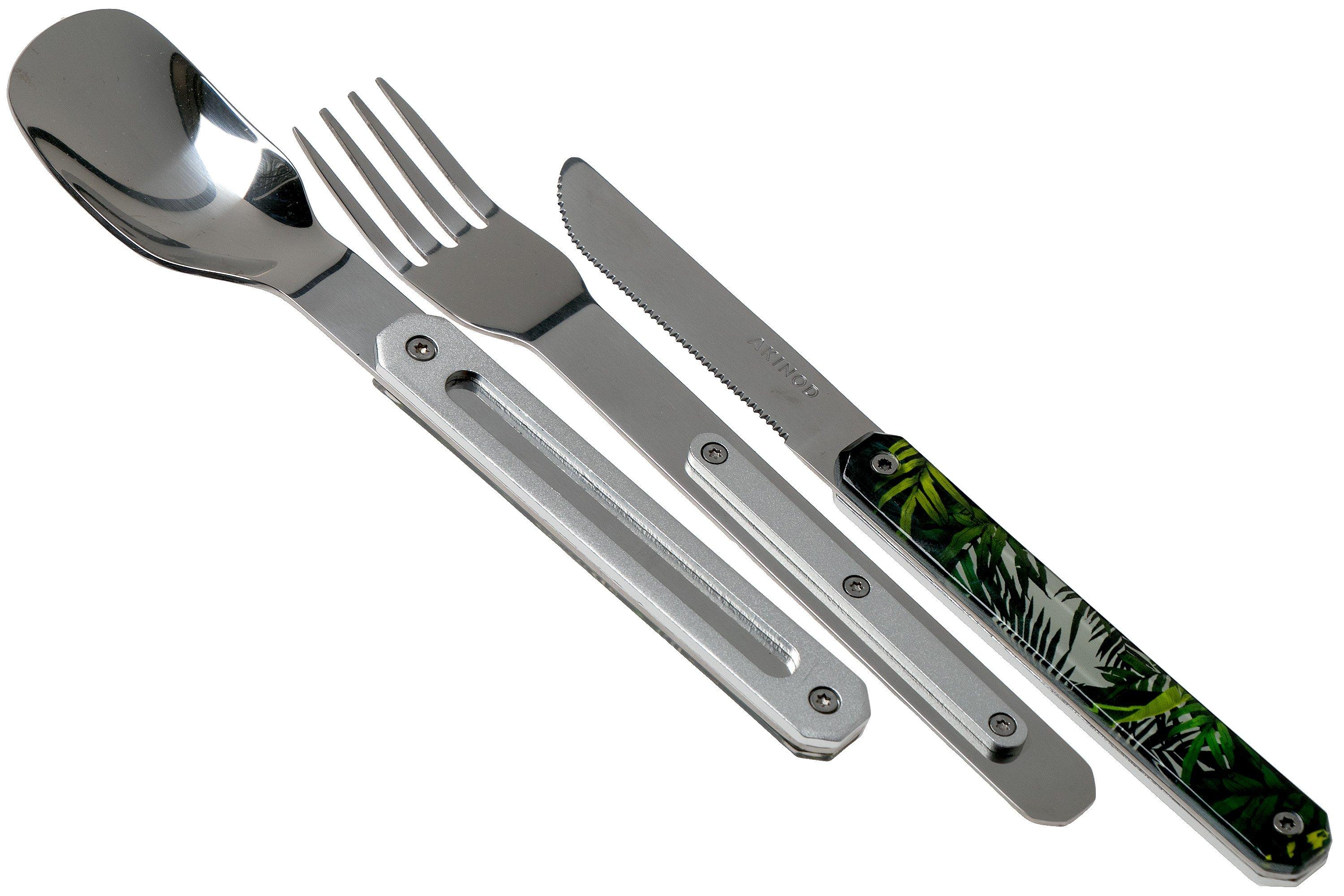 CampBuddy Posate da Campeggio in Acciaio Inox - Posate da Viaggio da Esterno Pieghevole - Set