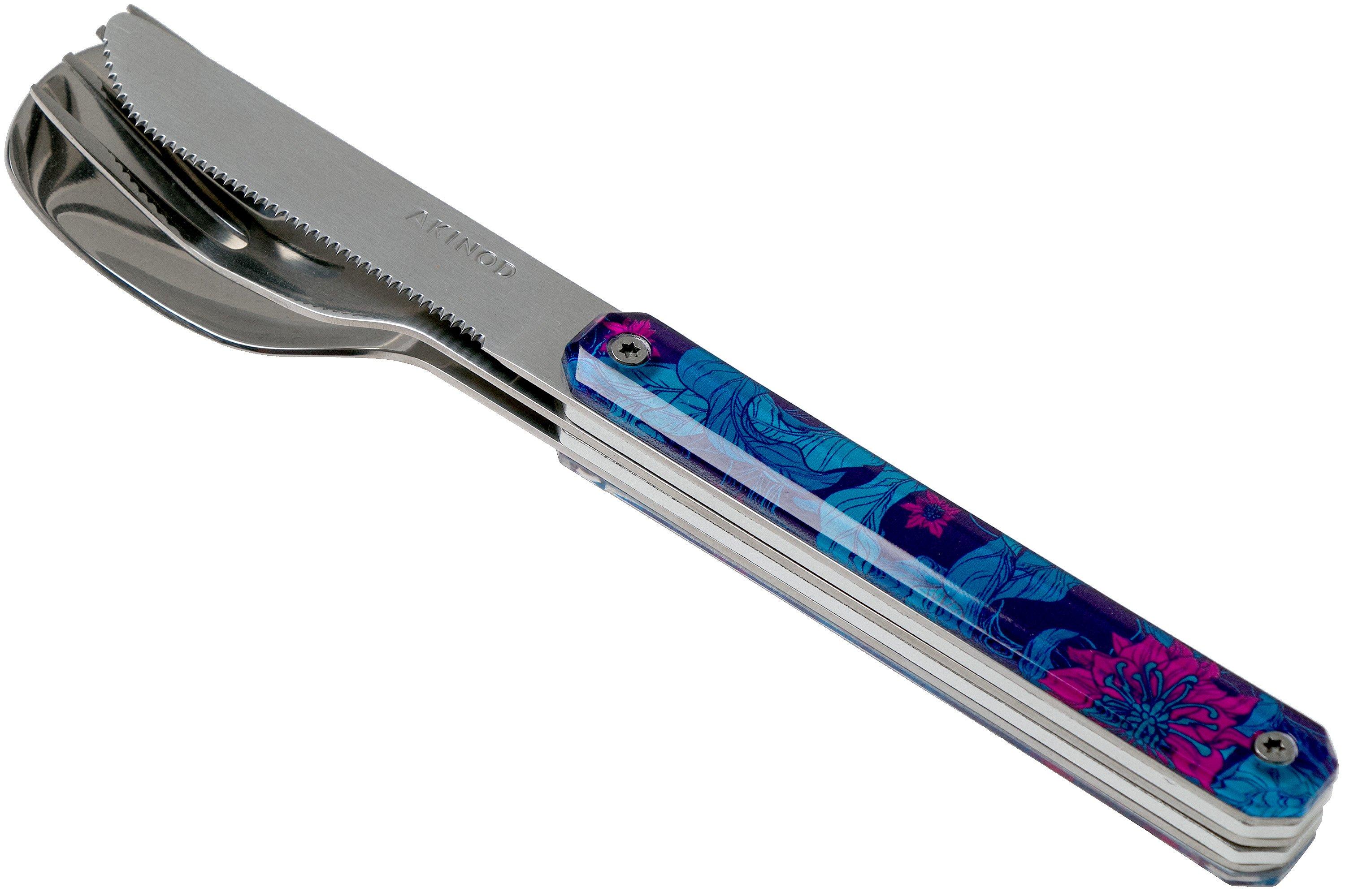 Akinod Posate Magnetiche Eleganti Set Coltello, Forchetta, Cucchiaio, Modello Mirror Jungle, Acciaio 2Cr14 - 4