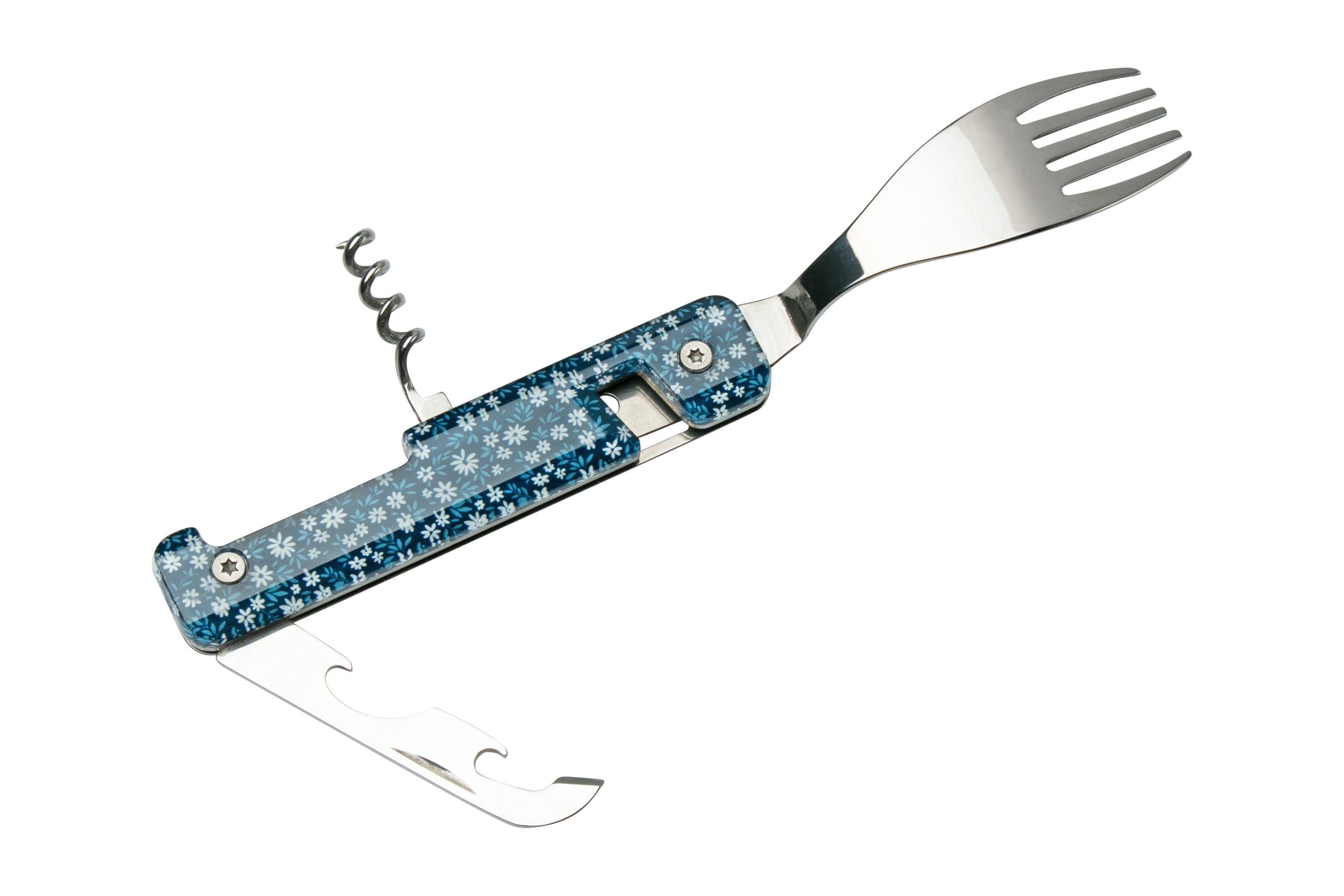 Set Posate Magnetiche Akinod Straight 12H34, Coltello Forchetta Cucchiaio, Manico In Polimero, Motivo Mirror Arabesques, Custodia In Tessuto - 2