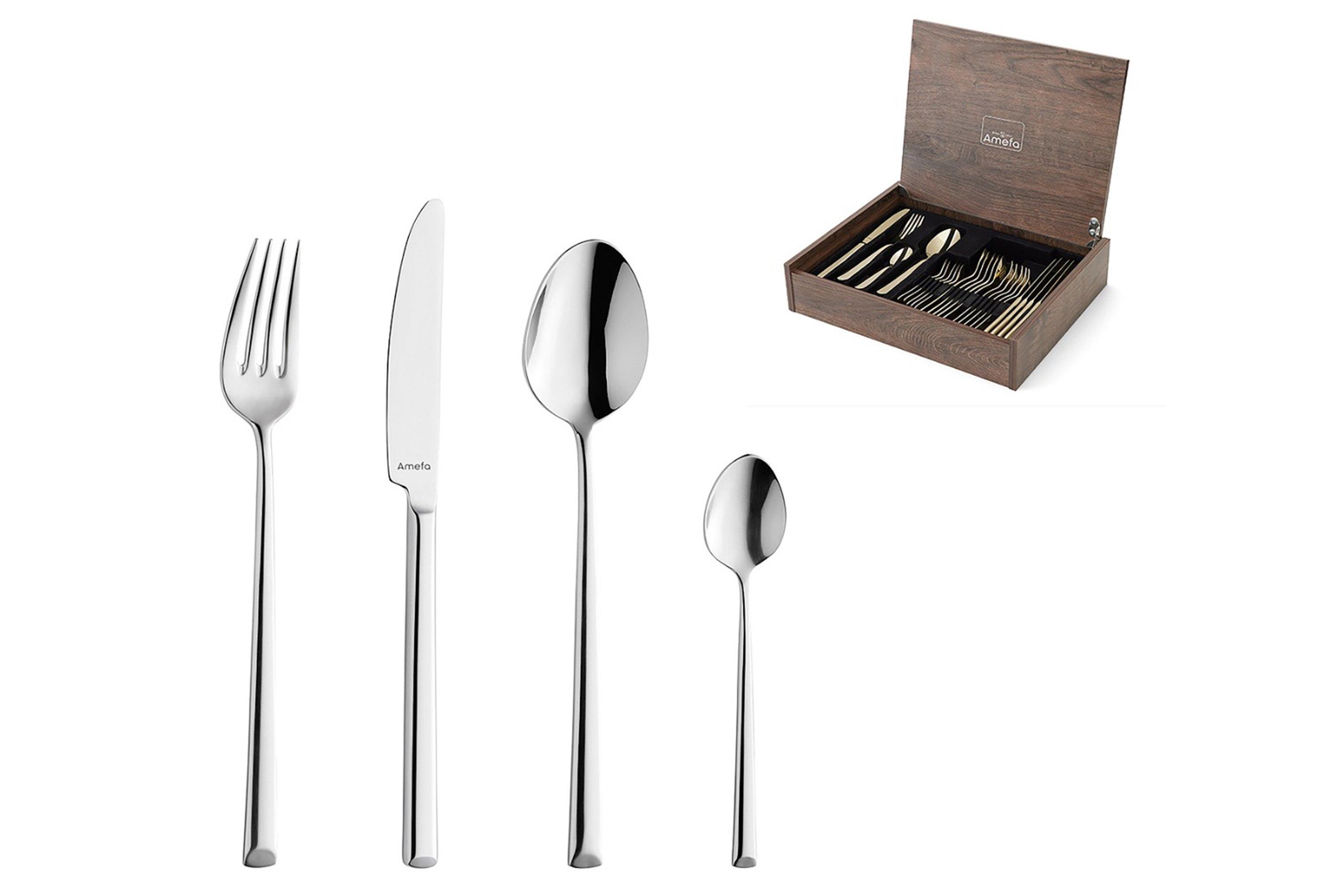 Amefa Metropole 1170 24-piece cutlery set in wooden storage box ...