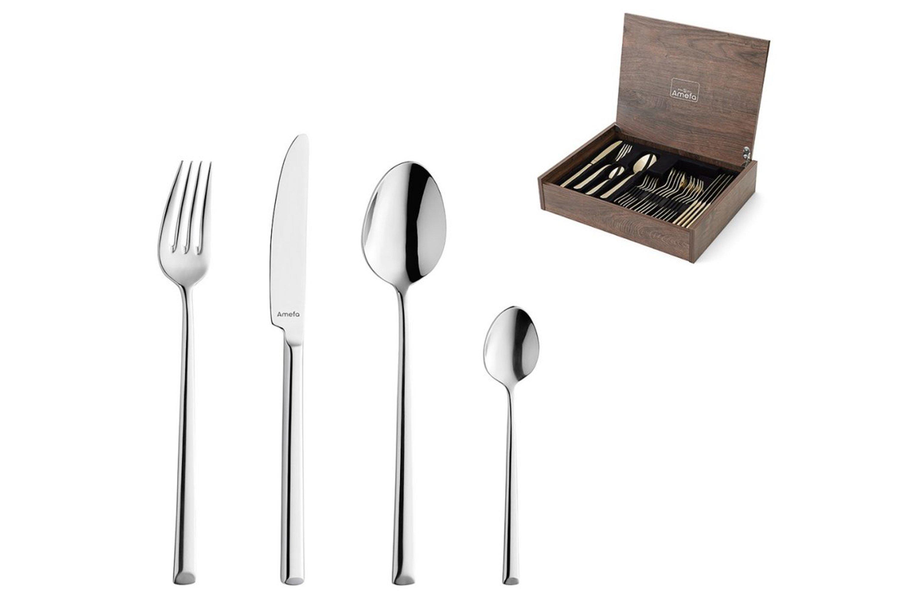16-teiliges Besteckset Holzgriff aus Edelstahl Braun Drift | Maisons du Monde