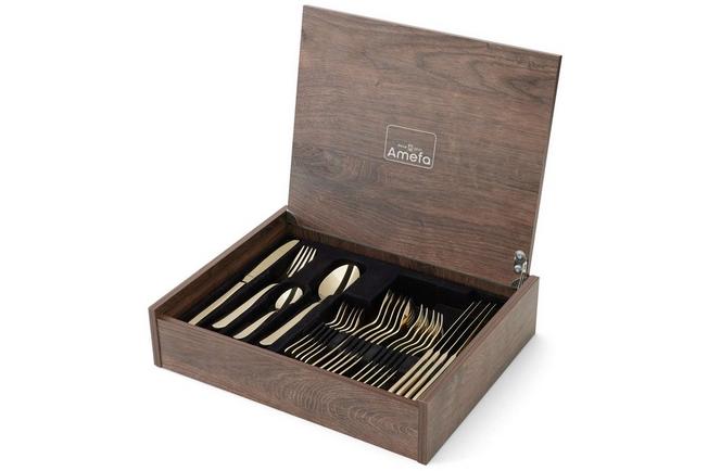 Image pour Amefa Metropole Gold 1170 ménagère 24 pièces avec coffret en bois
