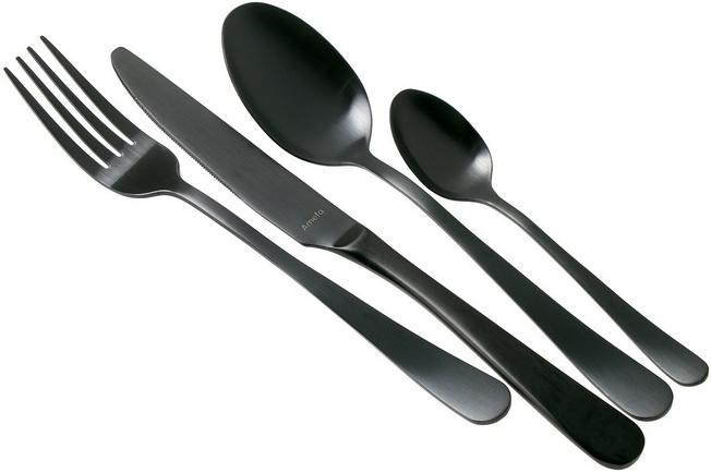 AJOYOUS 16/24pcs Black Cutlery Set 304 Stainless Steel Matte