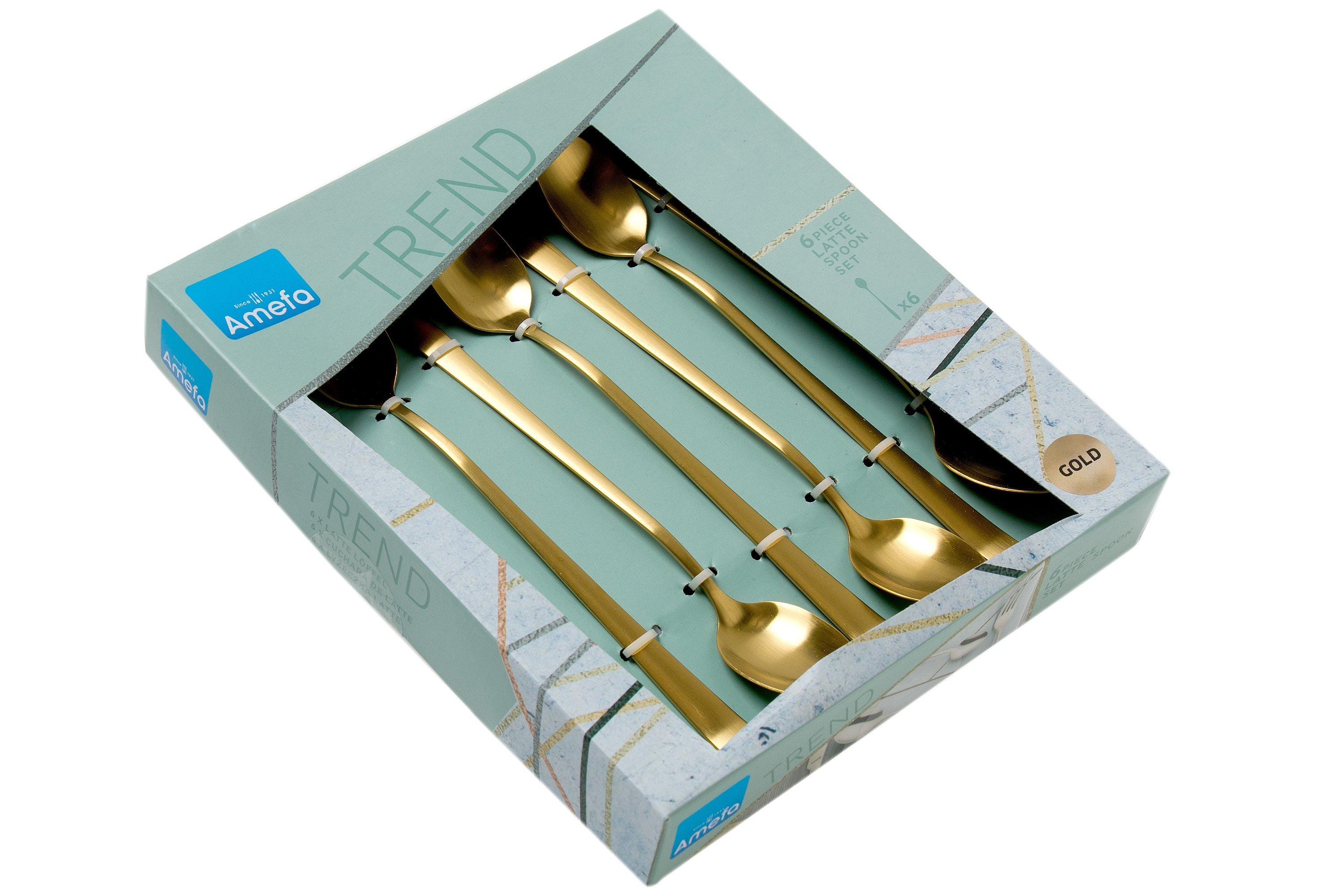 Amefa Austin 1410 six sorbet spoons/Latte Macchiato spoons, matt gold