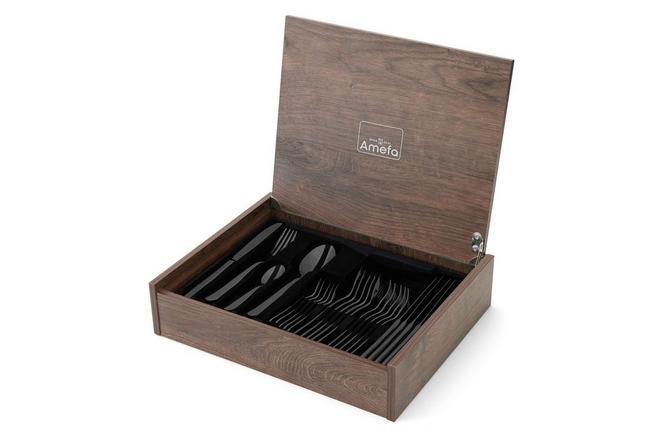 Afbeelding voor Amefa Oxford 1860ZTMDF3C40 Black, 24-delige bestekset in houten cassette