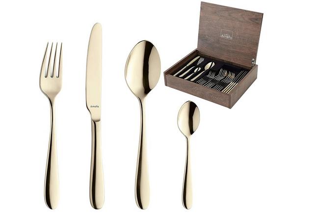 Afbeelding voor Amefa Oxford 1860ZVMDF3C40 Champagne, 24-delige bestekset in houten cassette