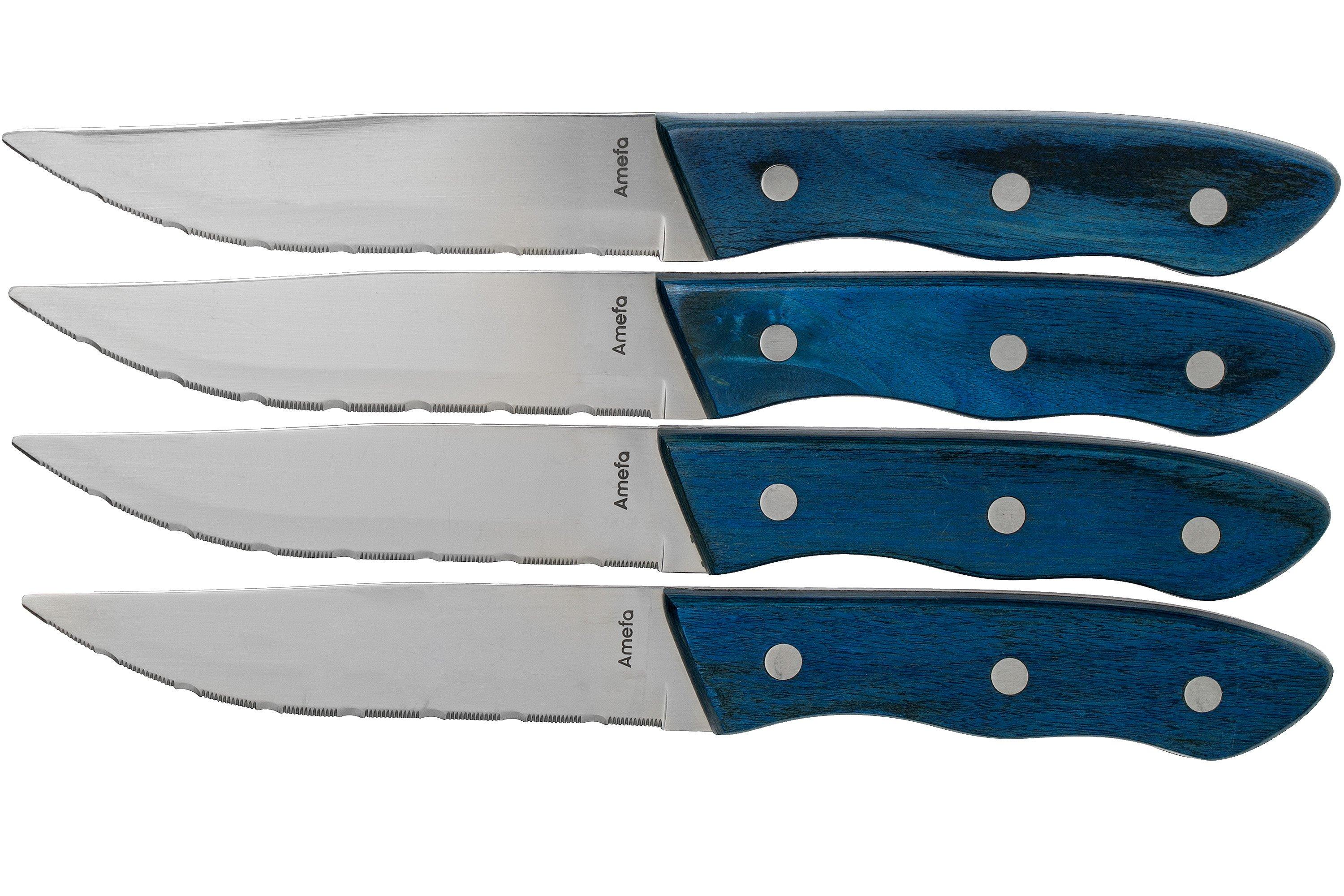 Amefa Hercule XL 4917 blue pakka wood, four steak knives