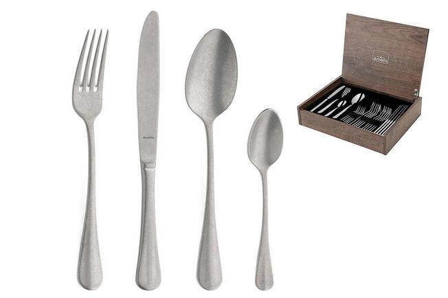 Afbeelding voor Amefa Baguette 844024MDF3C40 Stonewashed, 24-delige bestekset in houten cassette