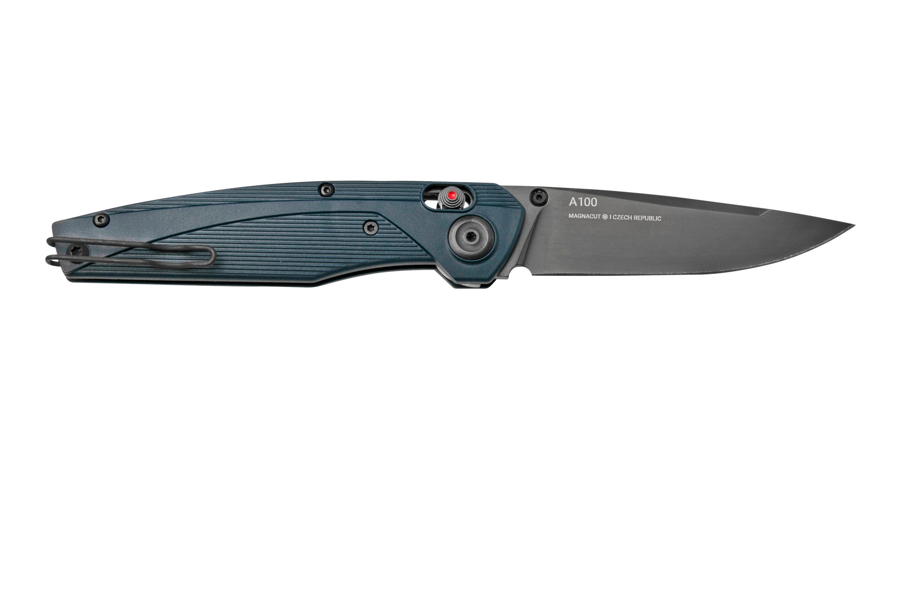 ANV Knives A100 CPM MAGNACUT, DLC, Alock, GRN Blue ANVA100008, pocket