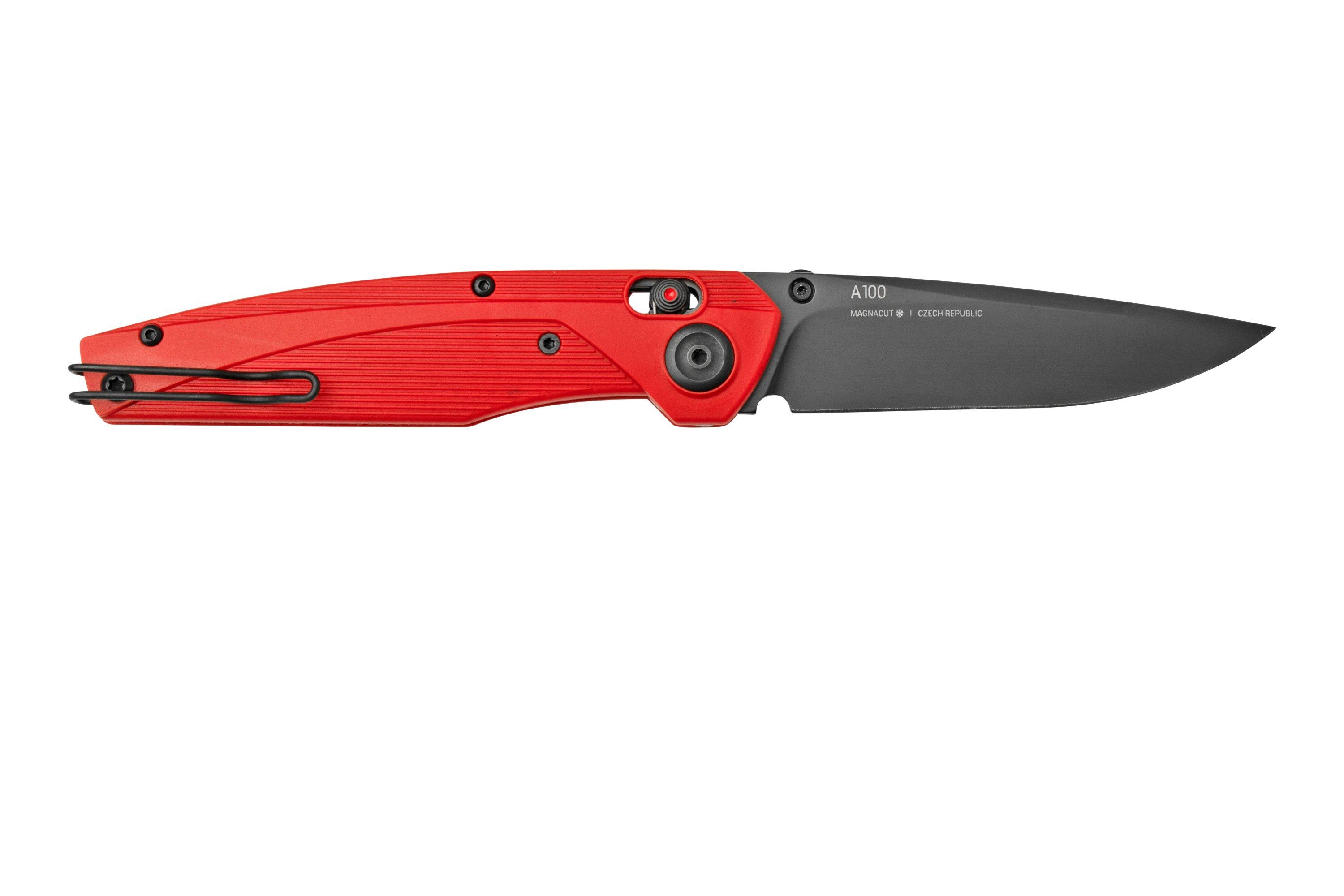 ANV Knives A100 CPM MAGNACUT, DLC, Alock, GRN Red ANVA100009, pocket