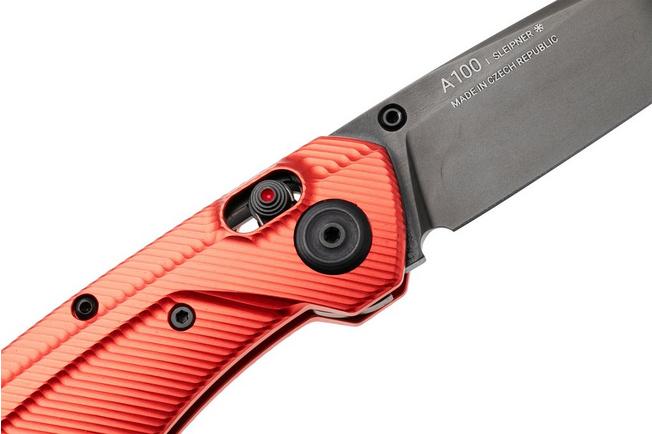 Afbeelding voor ANV A100 BB, A100-029, Black DLC Sleipner, Red Aluminium zakmes