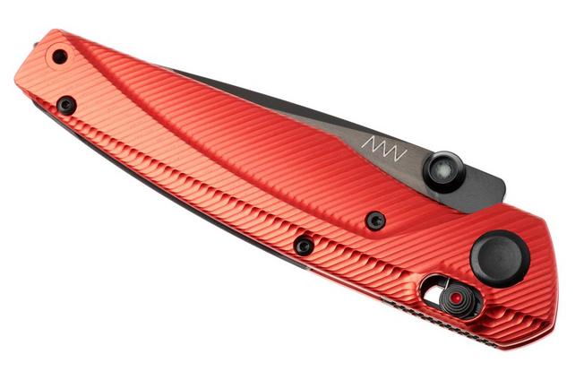 Afbeelding voor ANV A100 BB, A100-029, Black DLC Sleipner, Red Aluminium zakmes