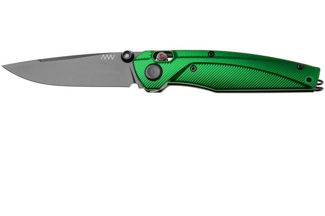 Afbeelding voor ANV A100 BB, A100-030, Black DLC Sleipner, Green Aluminium zakmes