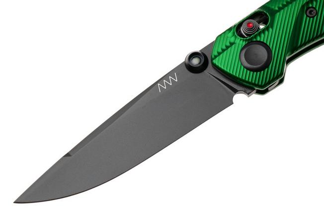 Afbeelding voor ANV A100 BB, A100-030, Black DLC Sleipner, Green Aluminium zakmes