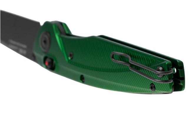 Afbeelding voor ANV A100 BB, A100-030, Black DLC Sleipner, Green Aluminium zakmes