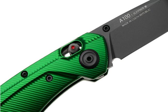 Afbeelding voor ANV A100 BB, A100-030, Black DLC Sleipner, Green Aluminium zakmes
