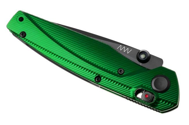 Afbeelding voor ANV A100 BB, A100-030, Black DLC Sleipner, Green Aluminium zakmes