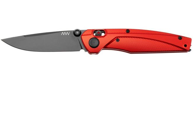 Afbeelding voor ANV A100 BB, A100-032 Black DLC Elmax, Red Aluminum, zakmes