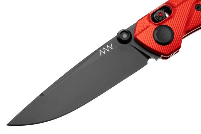 Afbeelding voor ANV A100 BB, A100-032 Black DLC Elmax, Red Aluminum, zakmes