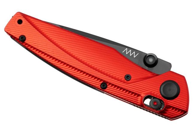 Afbeelding voor ANV A100 BB, A100-032 Black DLC Elmax, Red Aluminum, zakmes