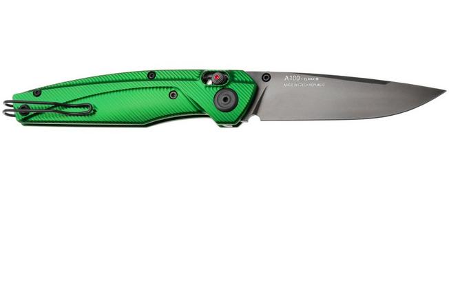 Afbeelding voor ANV A100 BB, A100-033, Black DLC Elmax, Green Aluminium zakmes