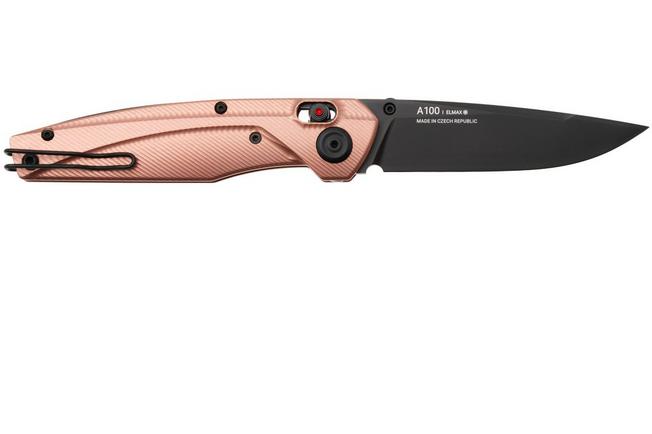 Afbeelding voor ANV A100 BB, A100-034 Black DLC Elmax, Rose Gold Aluminum, zakmes