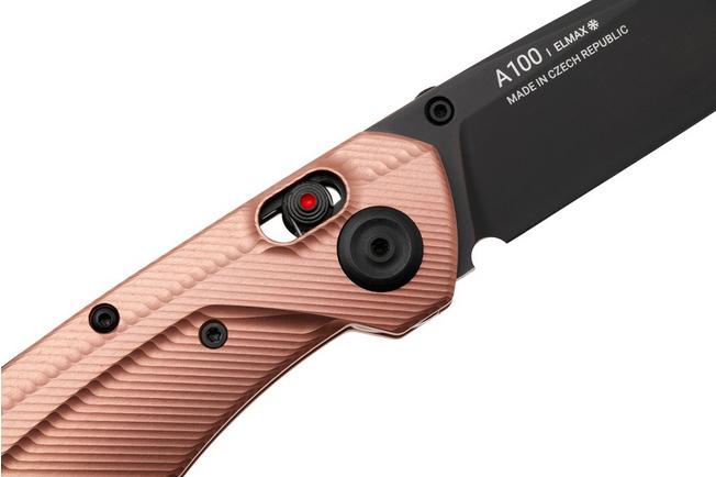 Afbeelding voor ANV A100 BB, A100-034 Black DLC Elmax, Rose Gold Aluminum, zakmes