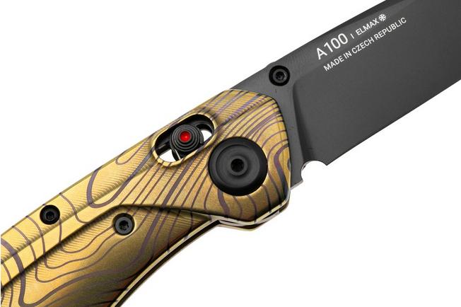 Afbeelding voor ANV A100 BB, A100-035 Black DLC Elmax, Custom Anodized Titanium, zakmes