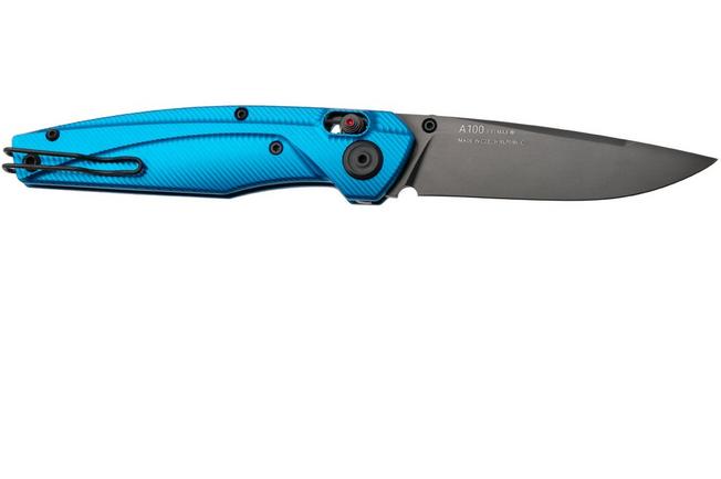 Afbeelding voor ANV A100 BB, A100-037 Black DLC Elmax, Blue Aluminium, zakmes