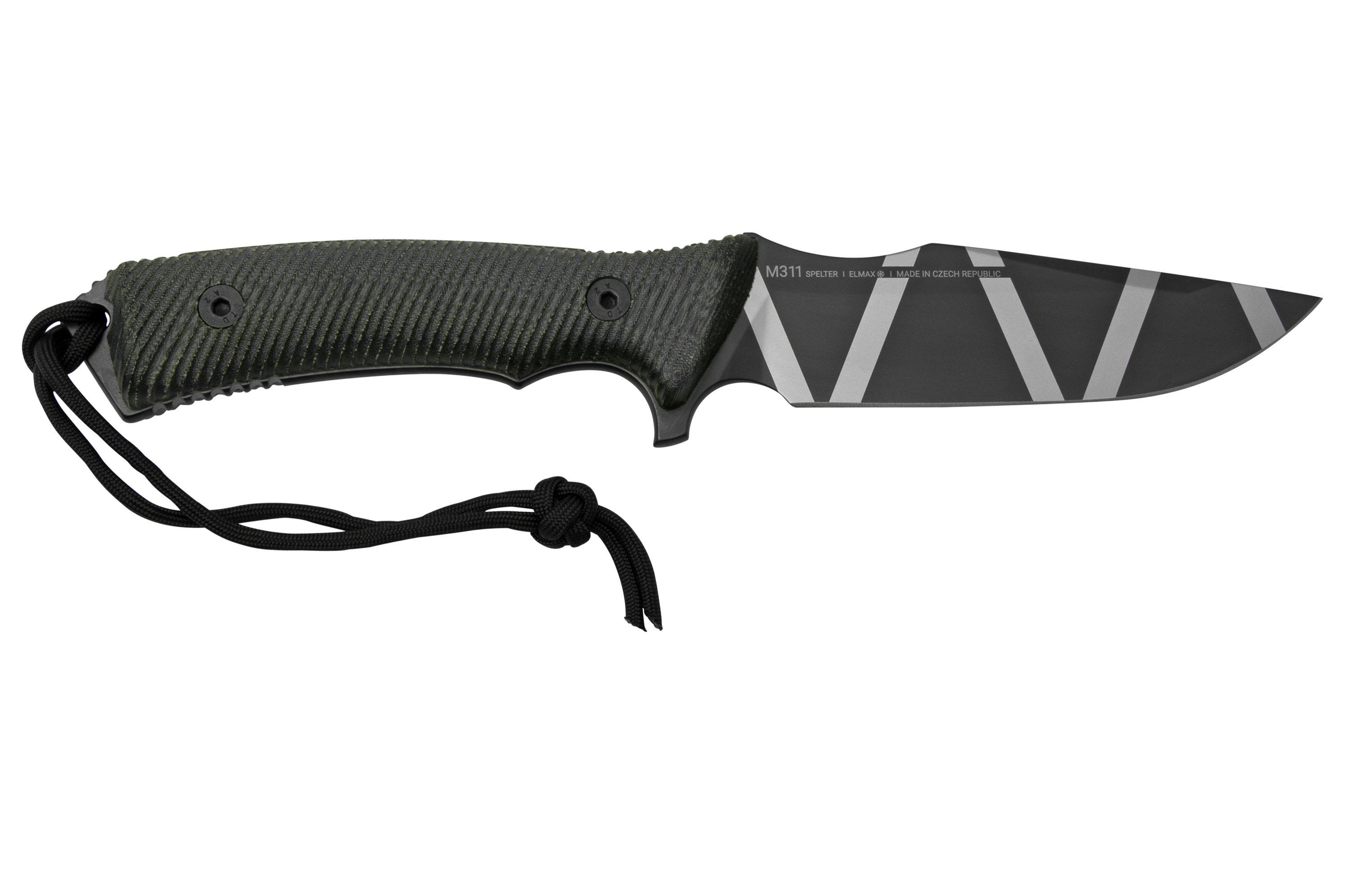 ANV Knives M311 SPELTER DLC Camo Elmax, Black Micarta Handle, Black