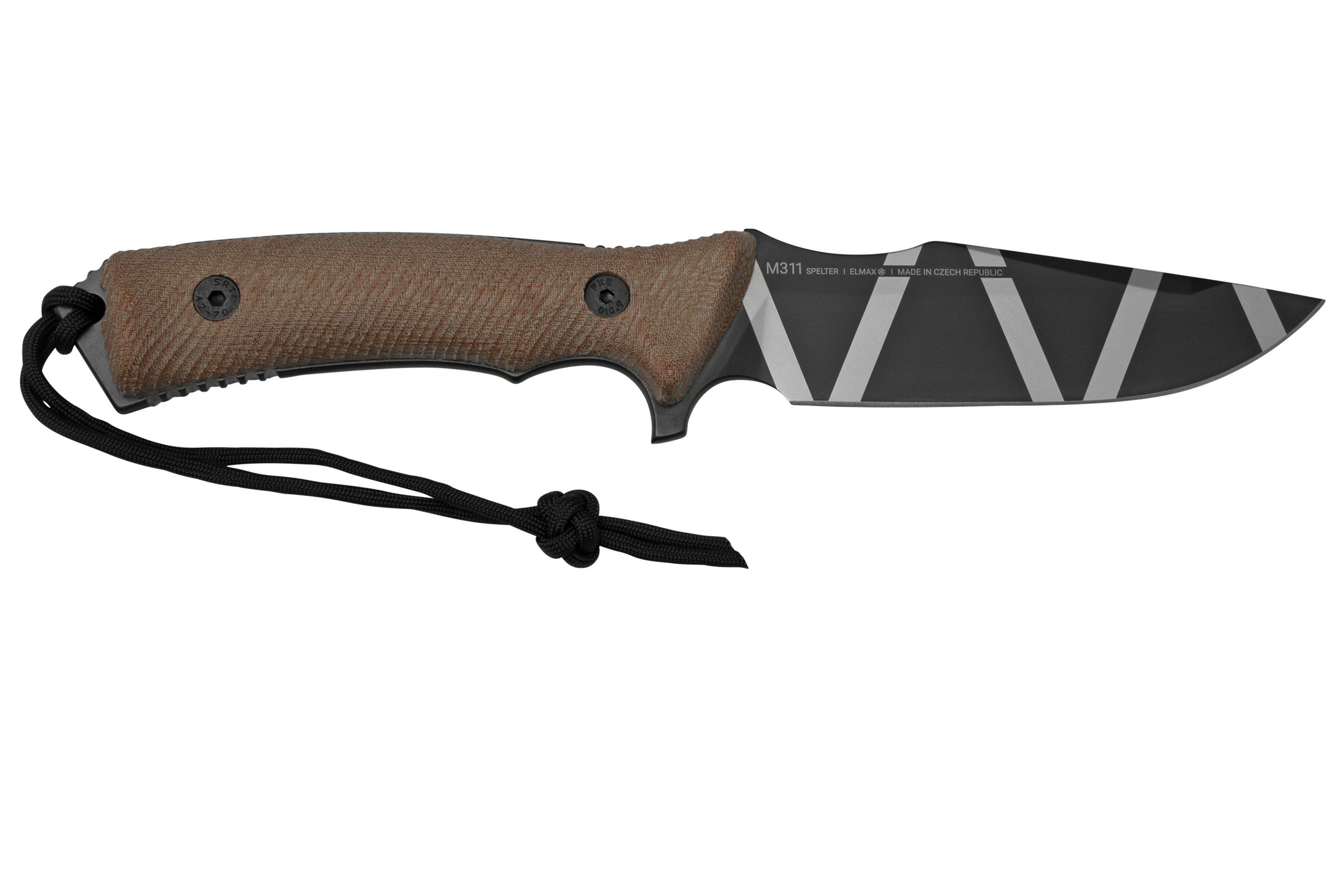 ANV Knives M311 SPELTER DLC Camo Elmax, Coyote Micarta Handle, Black