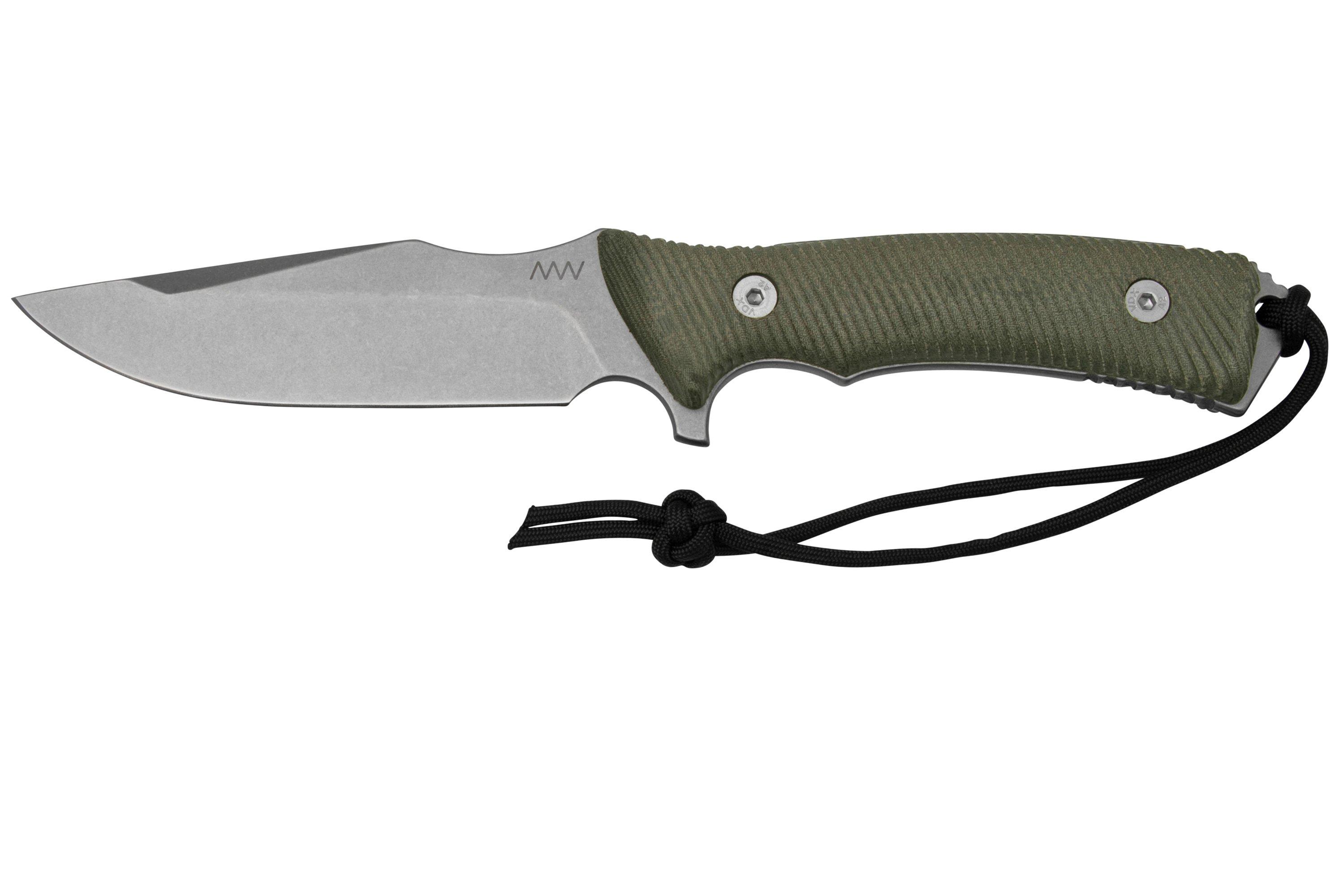 ANV Knives M311 SPELTER Stonewashed Sleipner, Olive Handle, Black Kydex