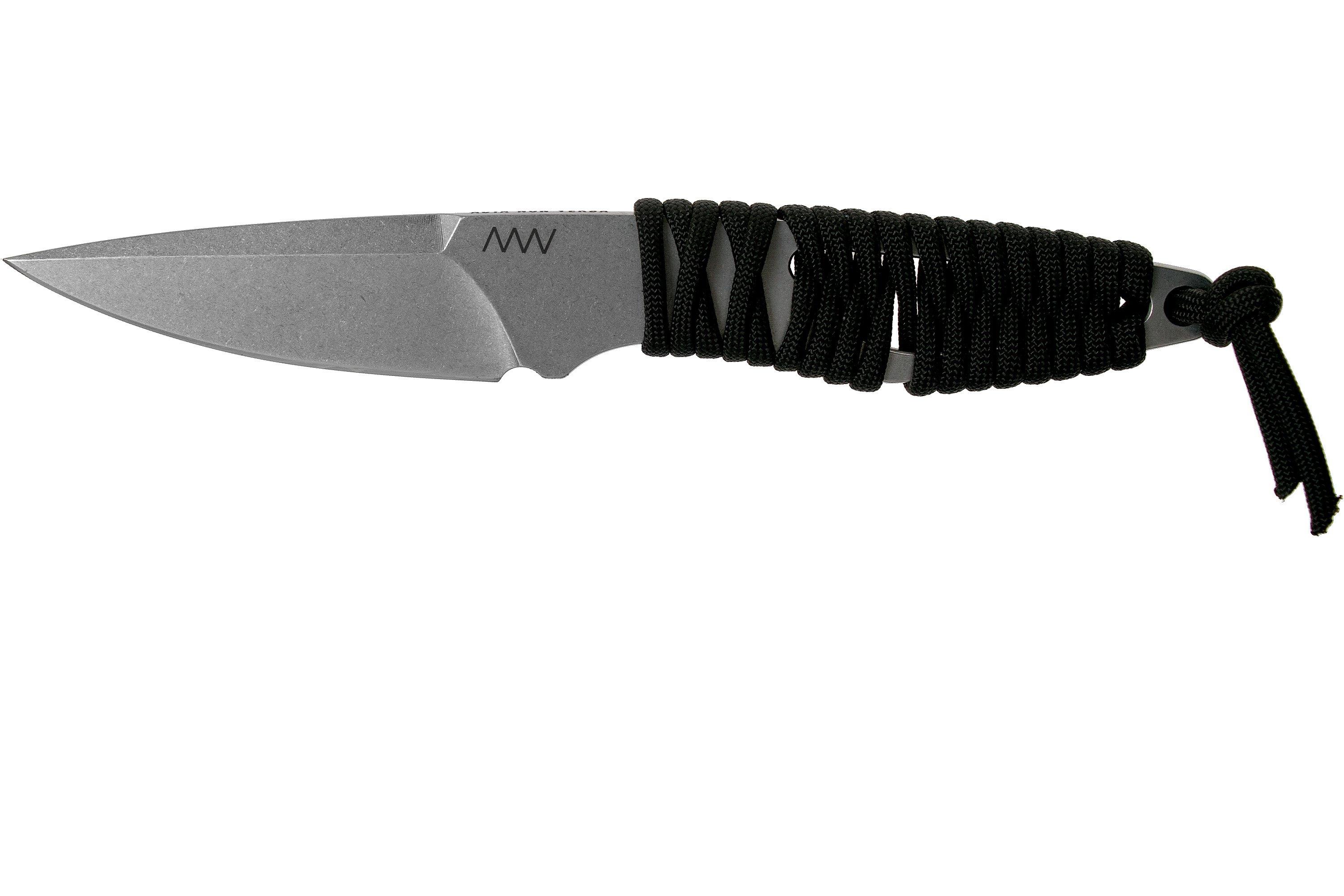 ANV P100 Sleipner, Black Paracord P100002, Black Kydex Sheath, neck