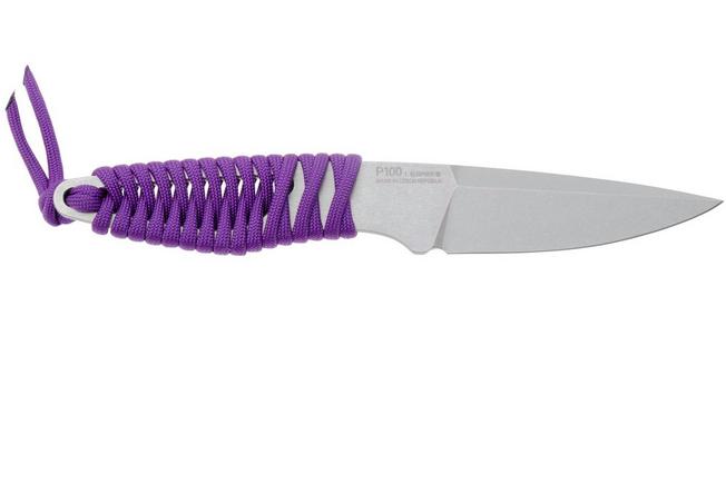 Afbeelding voor ANV P100 Sleipner, Purple Paracord P100-011, Black Kydex Sheath, nekmes