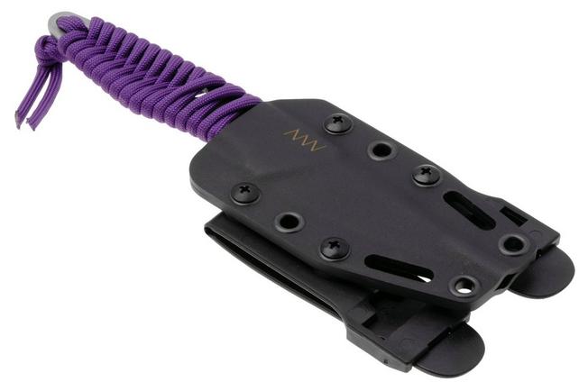 Afbeelding voor ANV P100 Sleipner, Purple Paracord P100-011, Black Kydex Sheath, nekmes