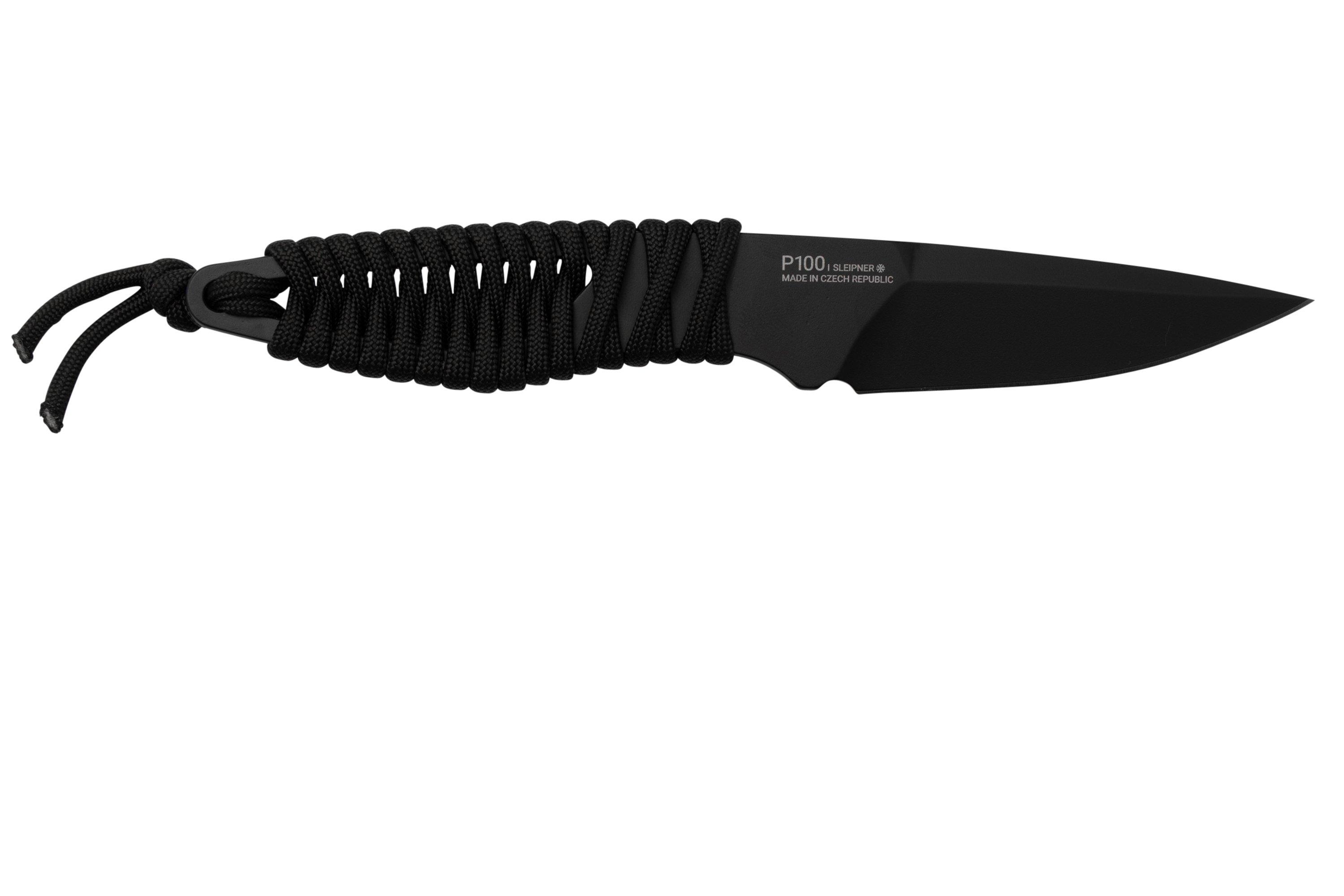 ANV Knives P100 Sleipner Cerakote, Black Paracord, P100037, Black