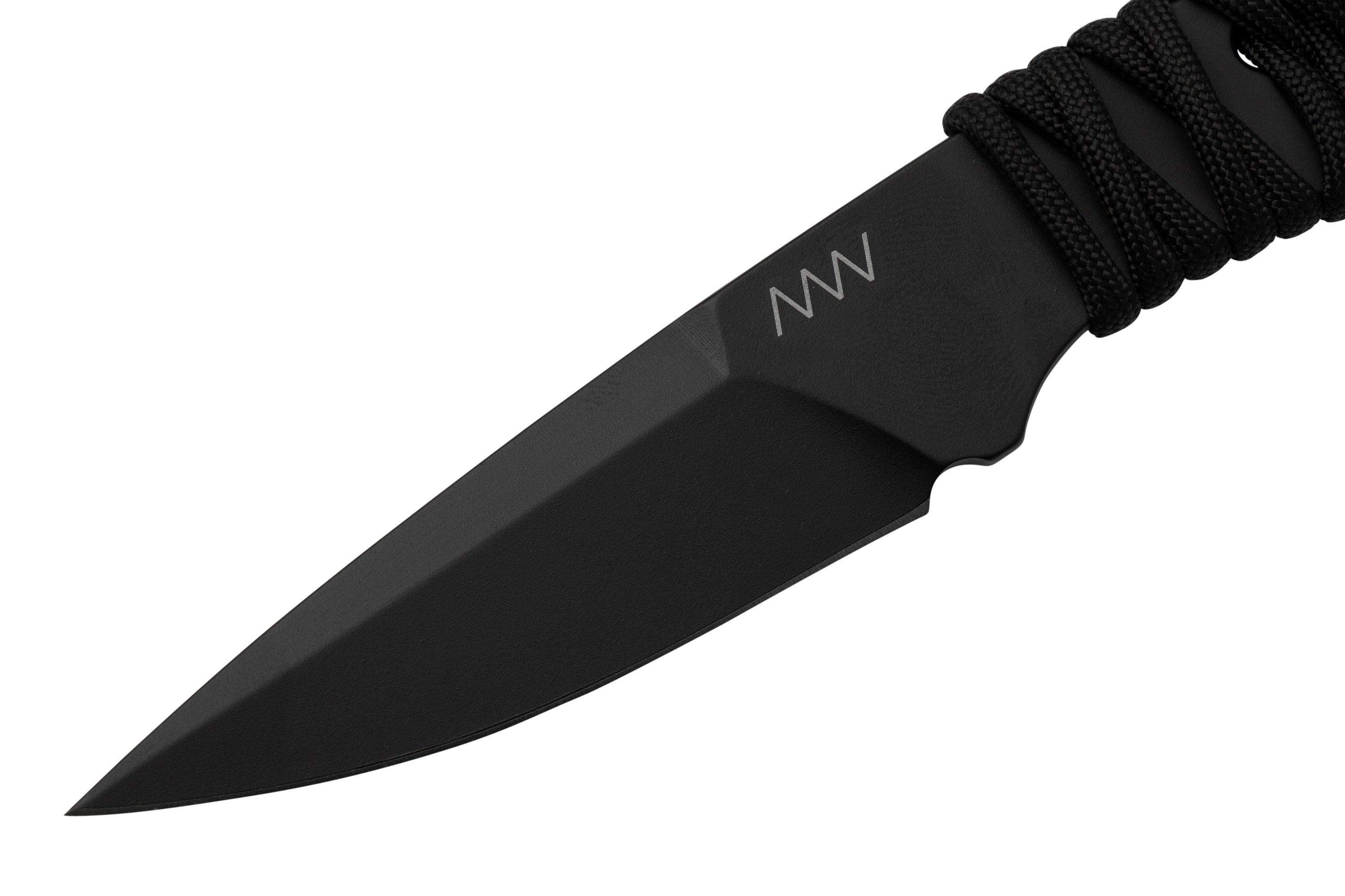 ANV Knives P100 Sleipner Cerakote, Black Paracord, P100037, Black