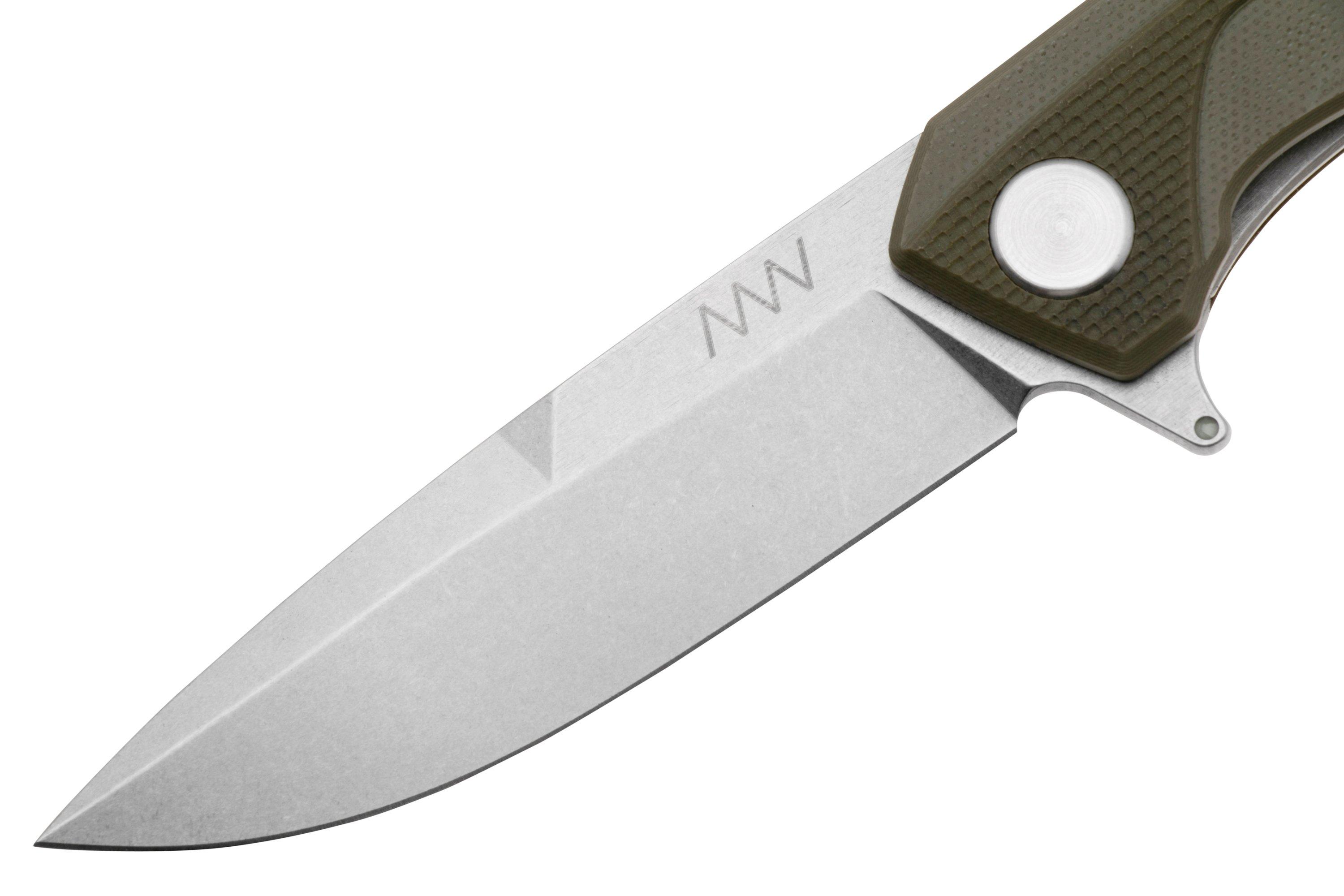 ANV Knives Z100 BB VZ100-056 Stonewashed Sleipner, Olive G10, pocket ...