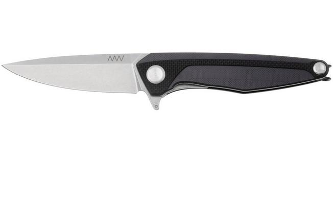 Afbeelding voor ANV Knives Z300-001, Stonewashed Sleipner, Black G10 zakmes