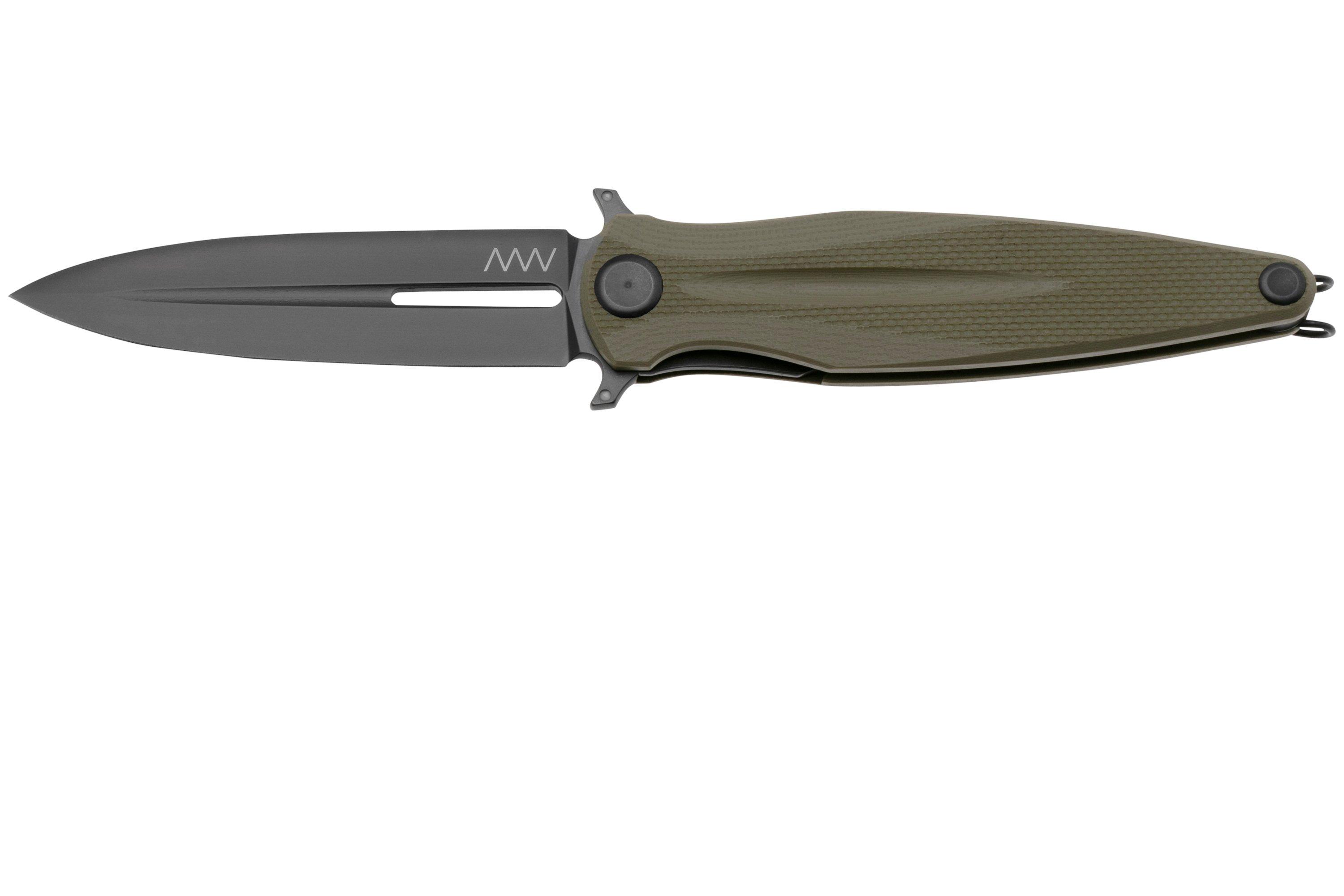ANV Knives Z400 BB VZ400-017 Black DLC Sleipner, Olive G10, pocket