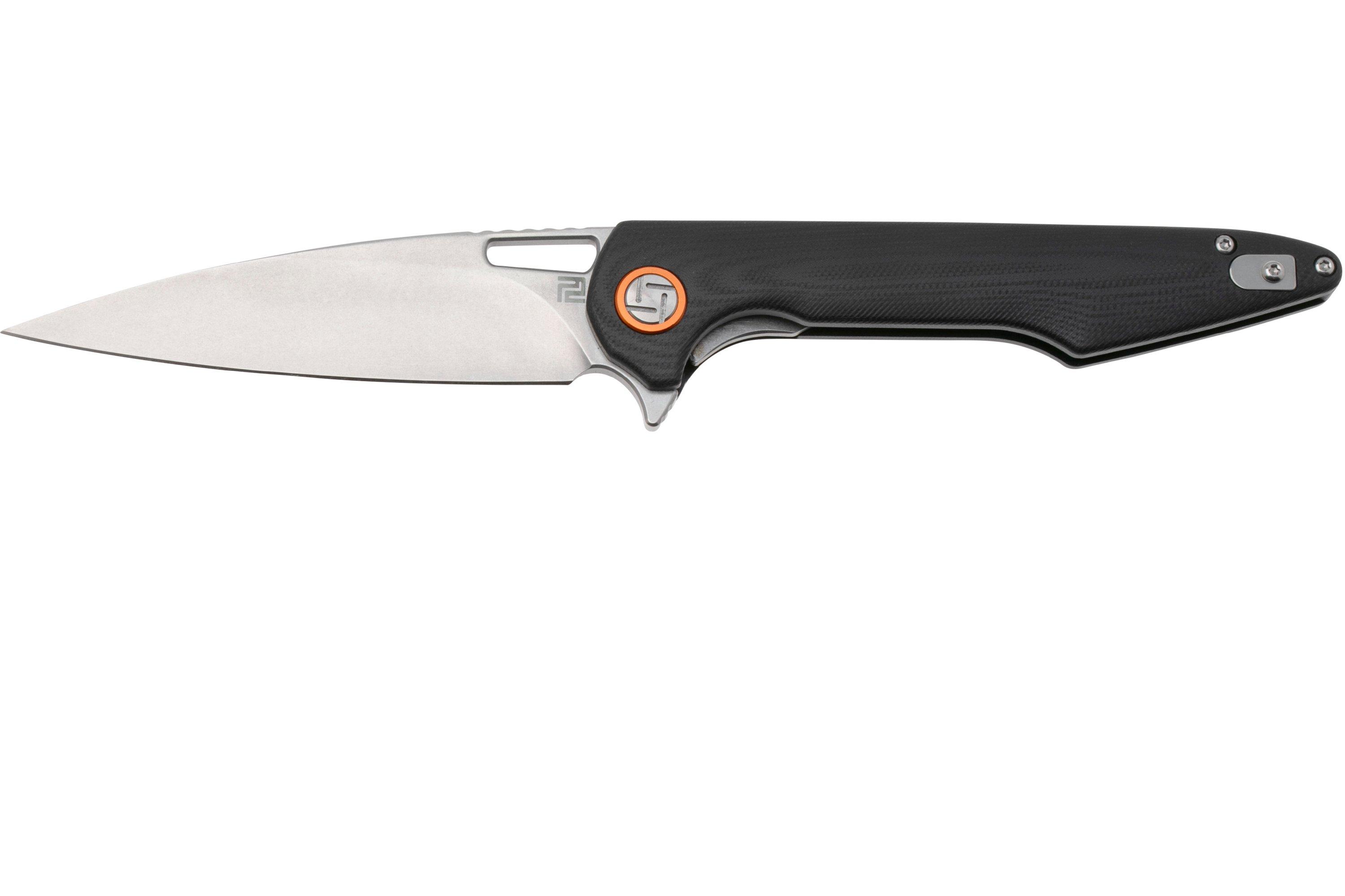 Artisan Cutlery Archaeo 1821P-BKC, Stonewashed D2, Black G10