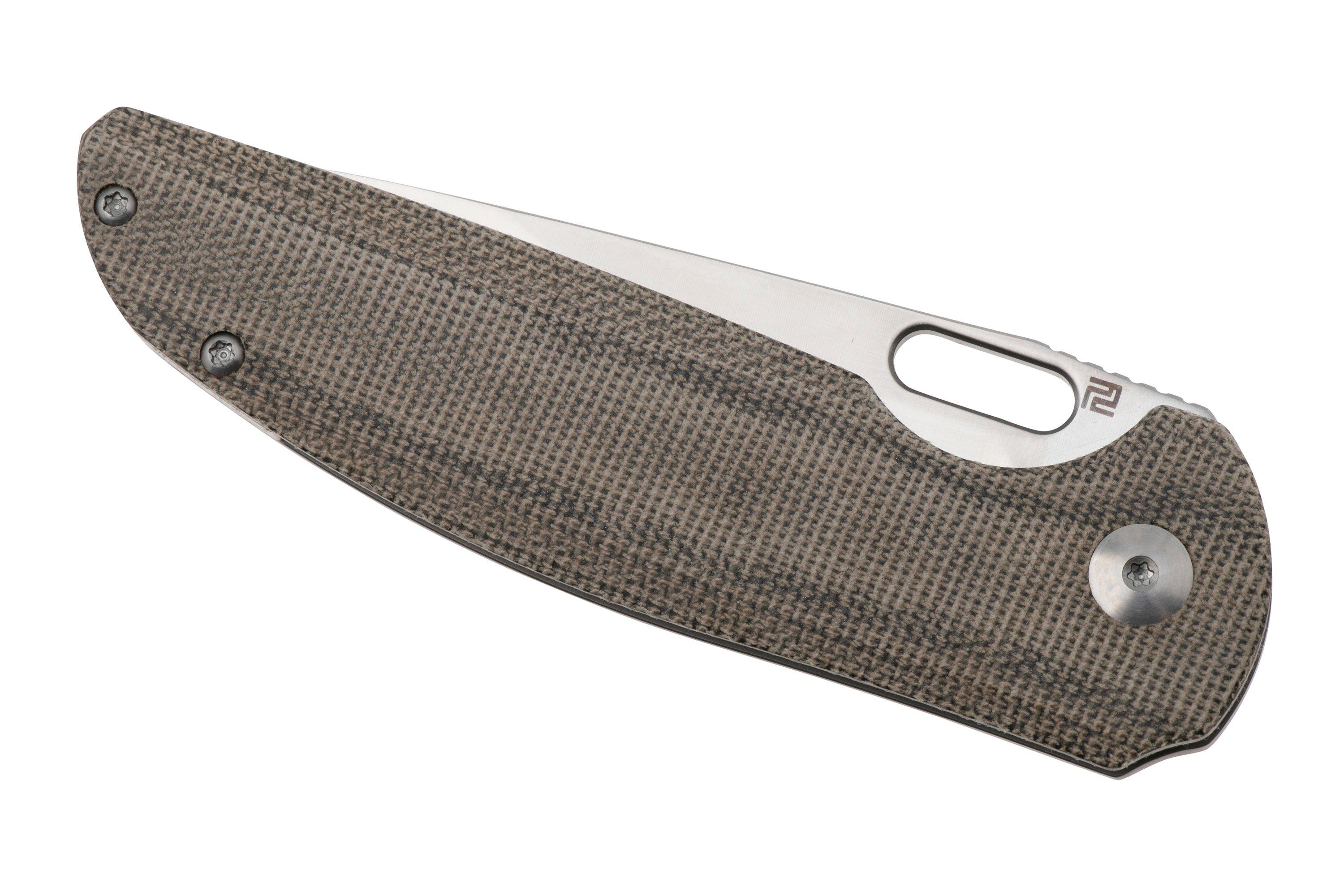 Artisan Cutlery Satyr 1852G-ODG, Sand Polished S90V, OD Green Micarta ...