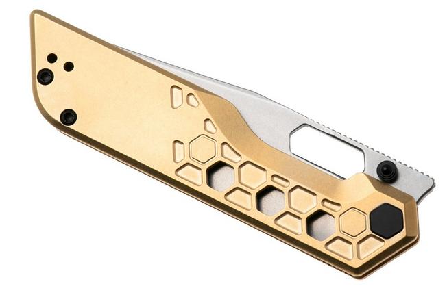 Afbeelding voor Artisan Cutlery Beest 1878P-BR, Stonewashed AR-RPM9, Brass zakmes