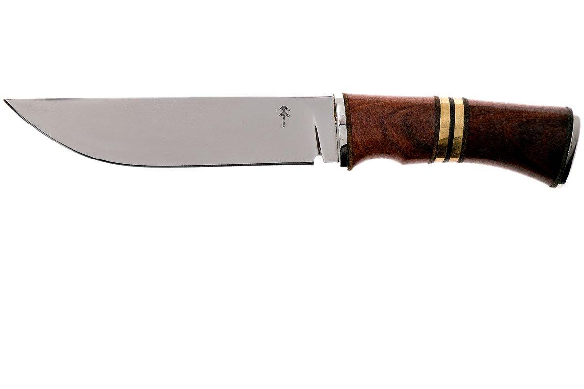 Autine Hunting Knife Rosewood mirror polish D2 RH sheath