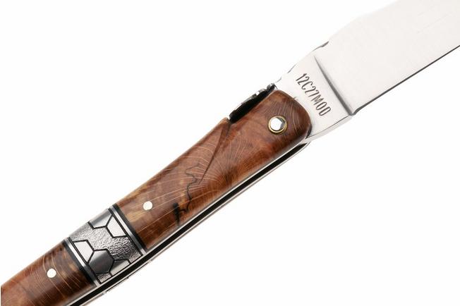 Obraz dla Nóż składany Laguiole en Aubrac Unique Piece 01-UP Full Handle, Beech Wood, Hand Carved Engravings