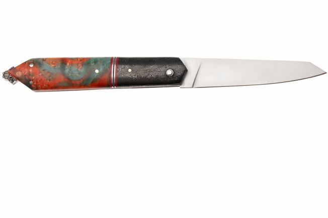 Obraz dla Nóż składany Laguiole en Aubrac Bee-Back Unique Piece 02-UP Orange Elder Wood Burl, Red Inlay, Carbon Fibre Bolster