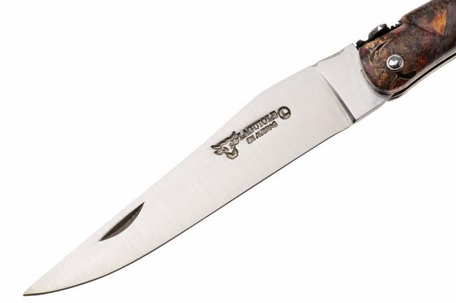 Obraz dla Nóż składany Laguiole en Aubrac Unique Piece 03-UP Colored Elder Wood Burl, Handcarved Bee and Spring, 12 cm