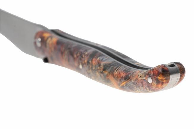 Obraz dla Nóż składany Laguiole en Aubrac Unique Piece 03-UP Colored Elder Wood Burl, Handcarved Bee and Spring, 12 cm