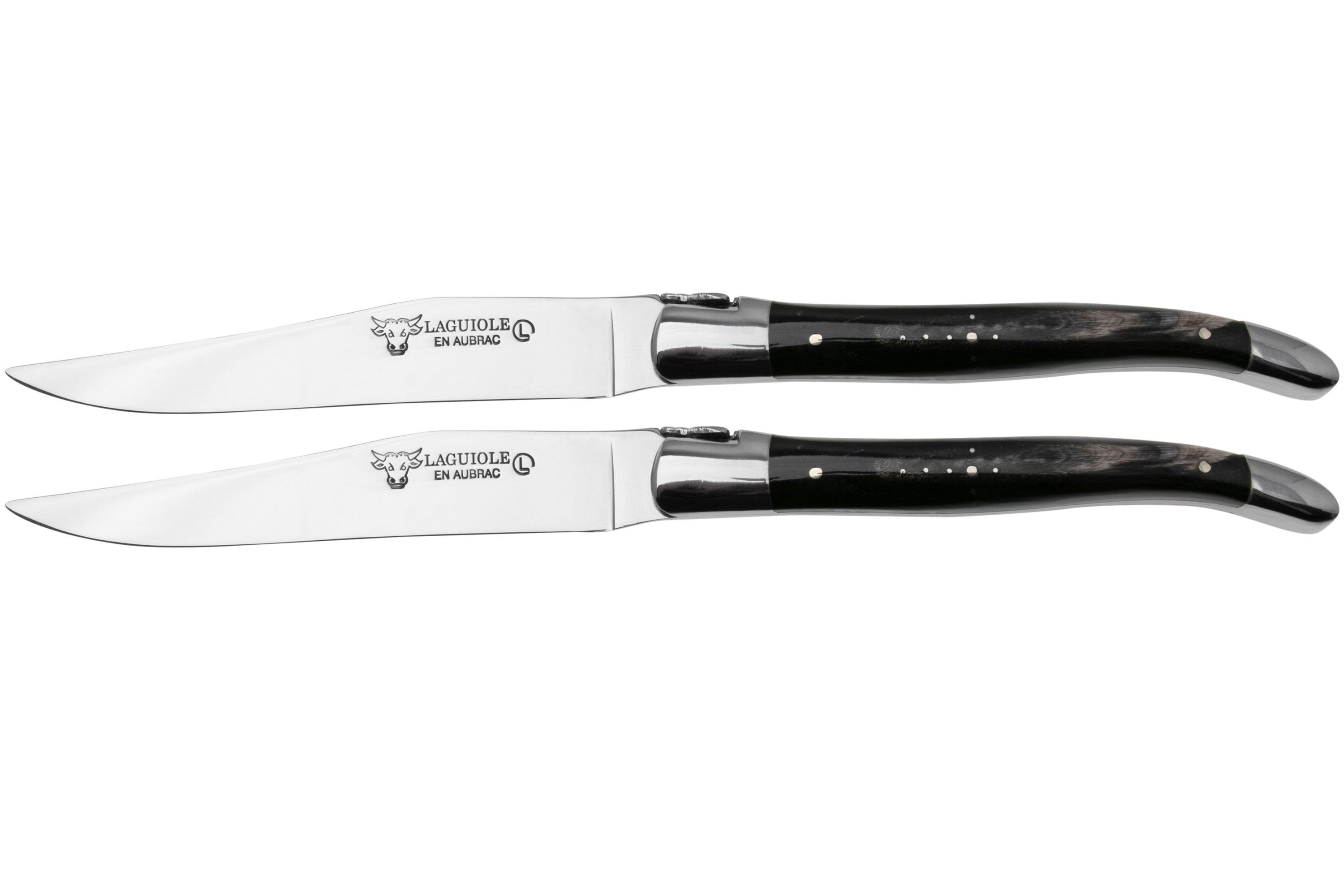 Laguiole en Aubrac, 22C99BUIH, 2-piece steak knife set, buffalo horn ...